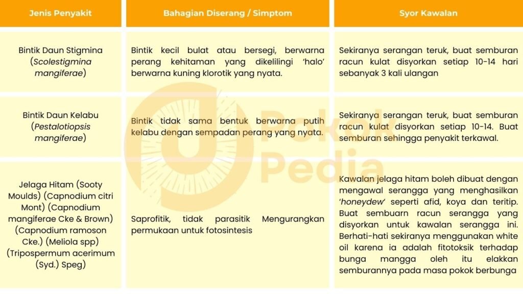 Jenis Penyakit Pokok Mangga