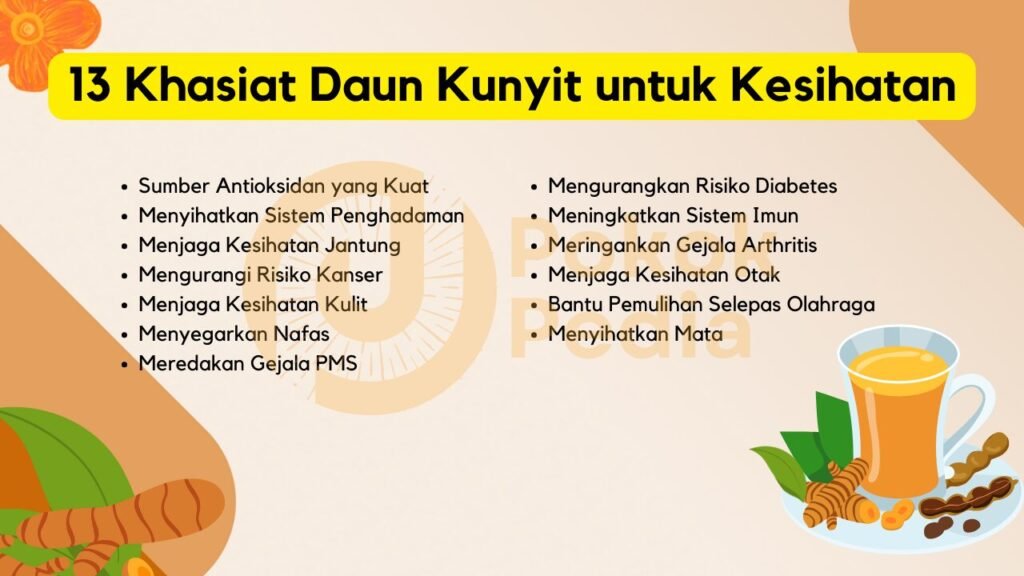 infographic Khasiat Daun Kunyit